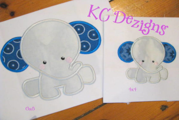 Baby Elephant Sitting Applique Design