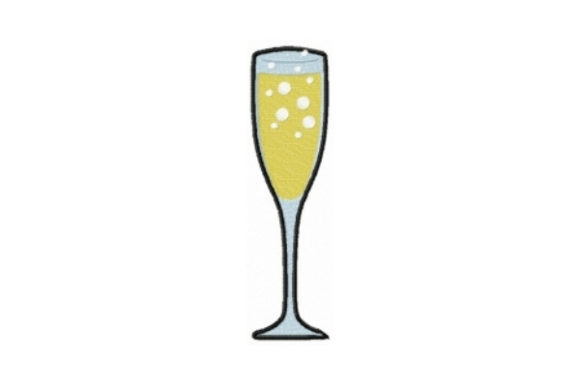 Champagne Flute Embroidery Design