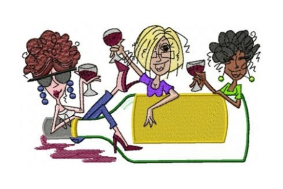 Girlfriends Wine Embroidery Design