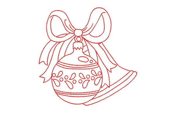 Redwork Christmas Ornament and Bell